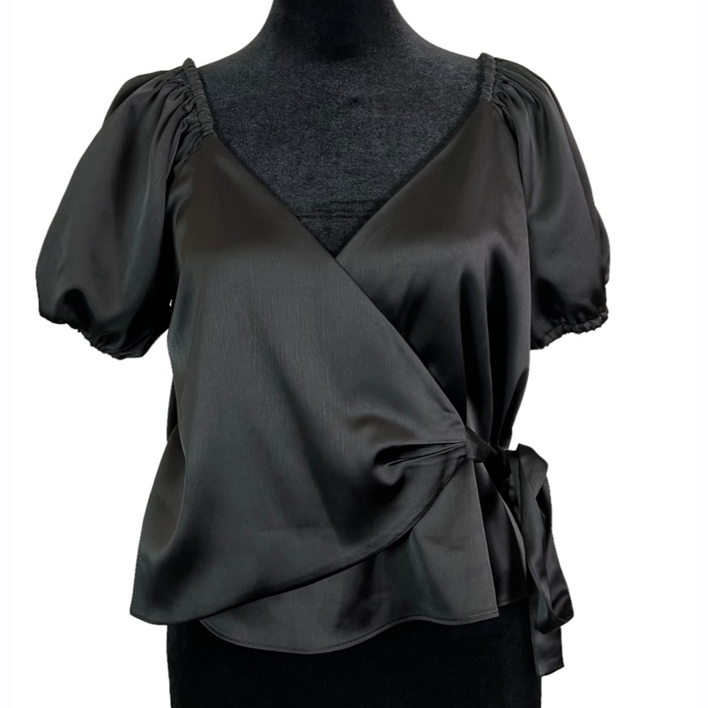 WAYF Where Are You‎ From Black Faux Wrap Blouse Women’s Size Small